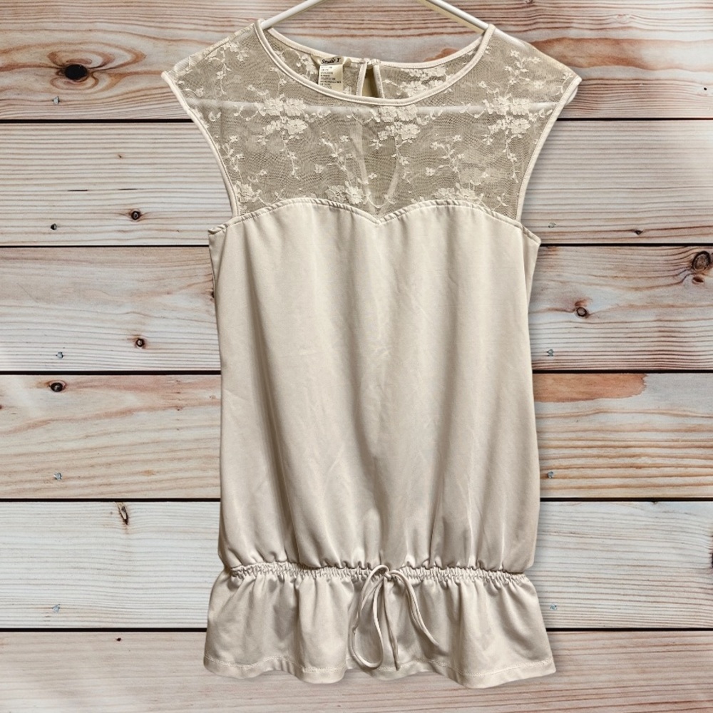 Studio Y Lace Tie Dressy Blouse Top Small